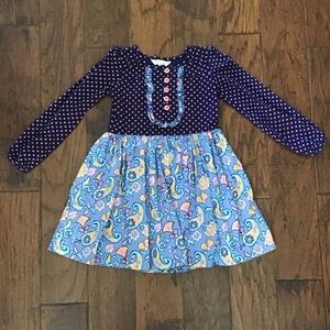 Matilda Jane Girls Purple Polka Dot & Paisley Long Sleeve Dress
